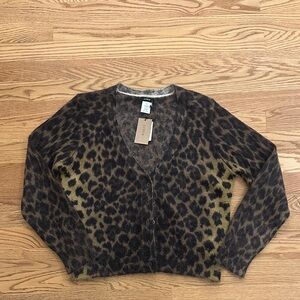 NWT J. Crew Printed by Hand Mohair blend cardigan